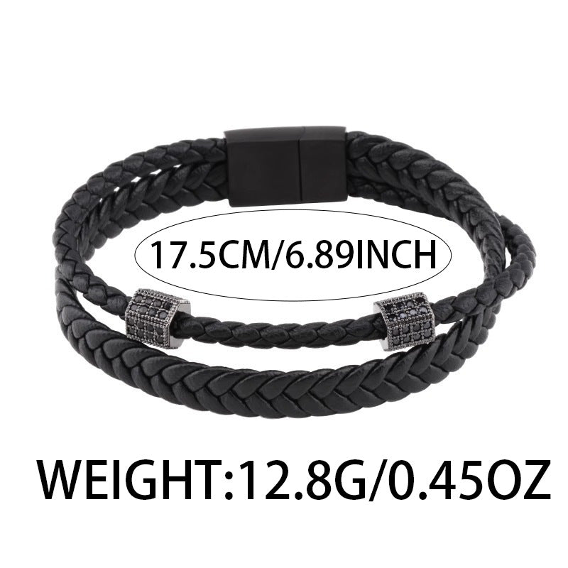 Men’s Black Braided Leather Bracelet