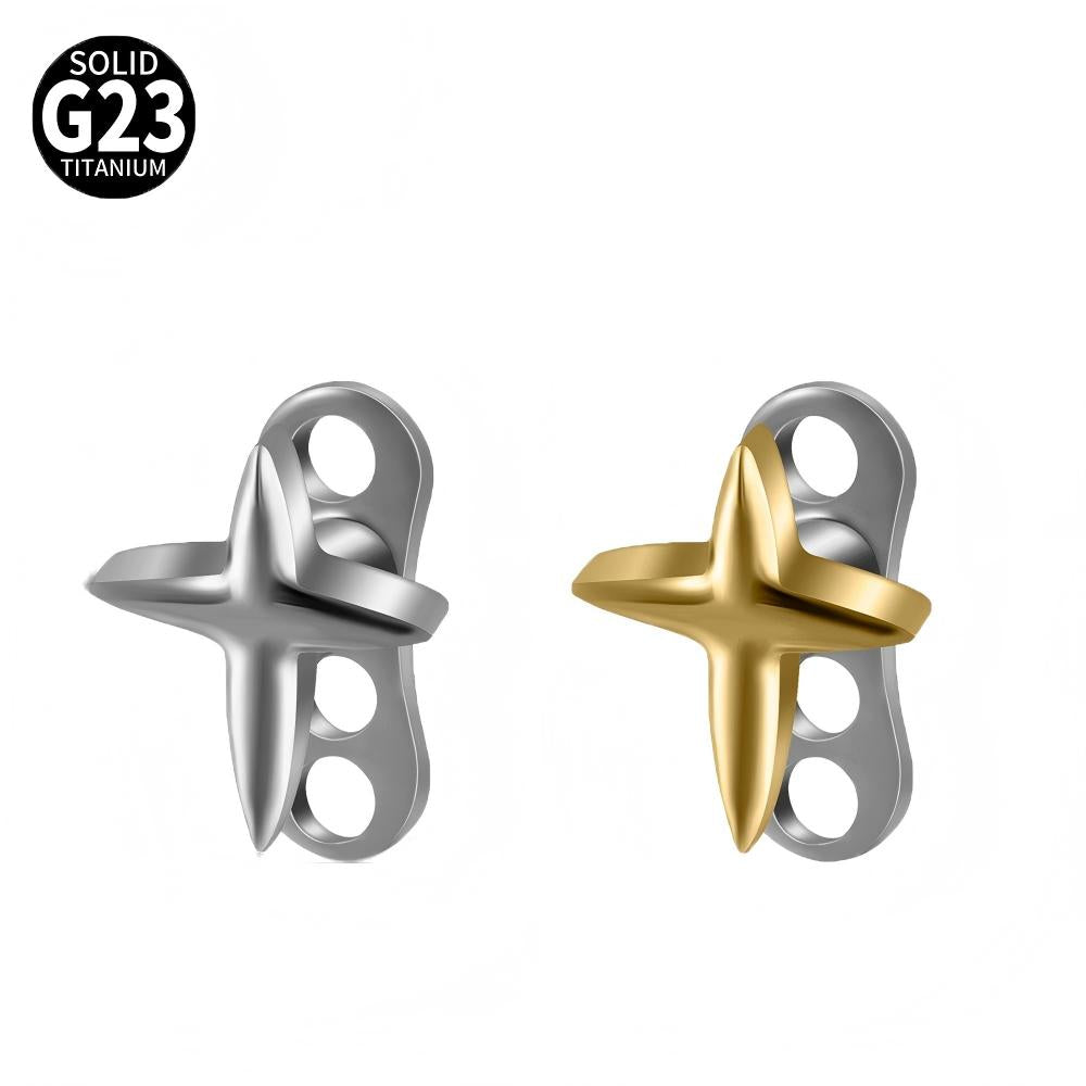 cross dermal dimple piercing ring