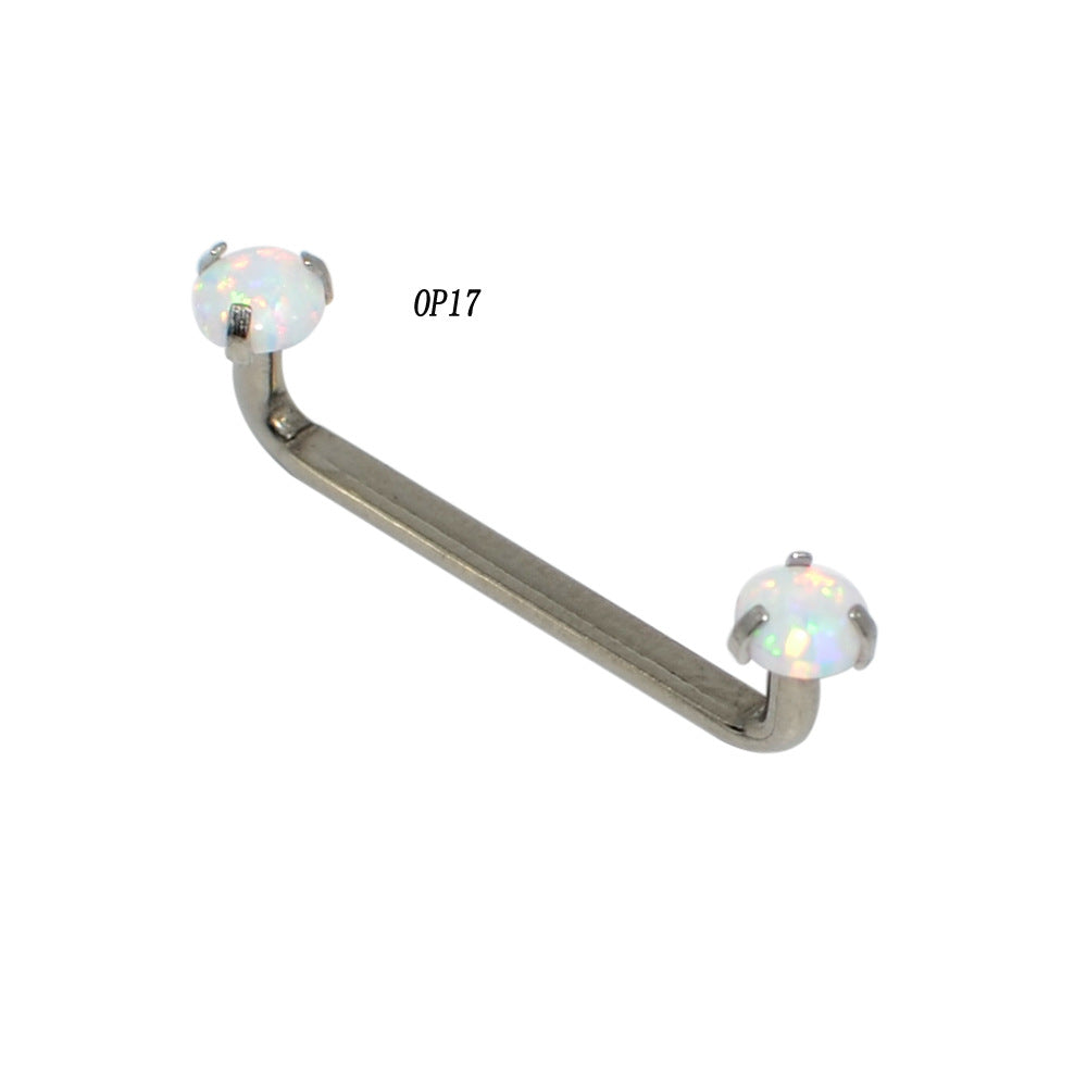 white opal hip piercing bar