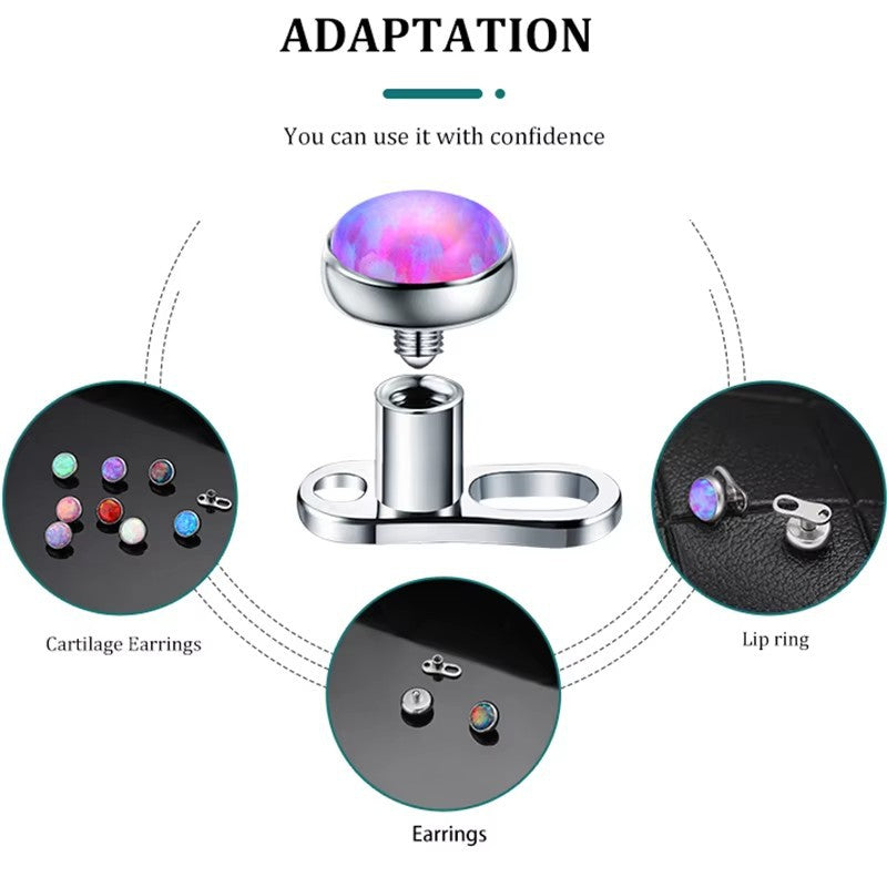 G23 Titanium Opal Dermal Piercing Jewelry Set