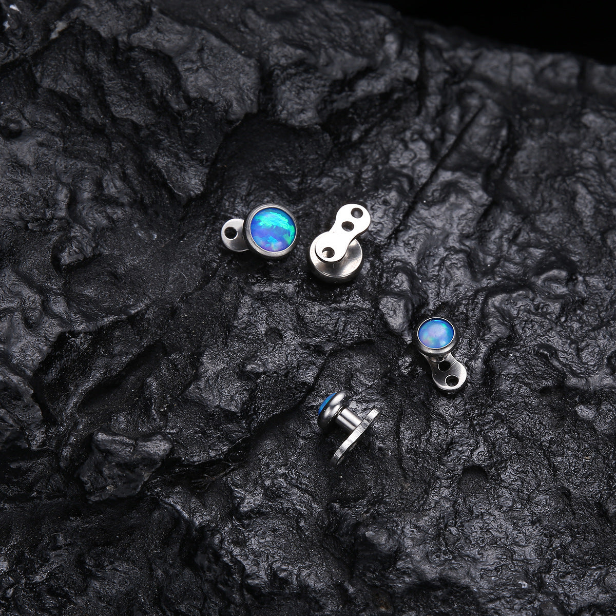 G23 Titanium Opal Dermal Piercing Jewelry Set