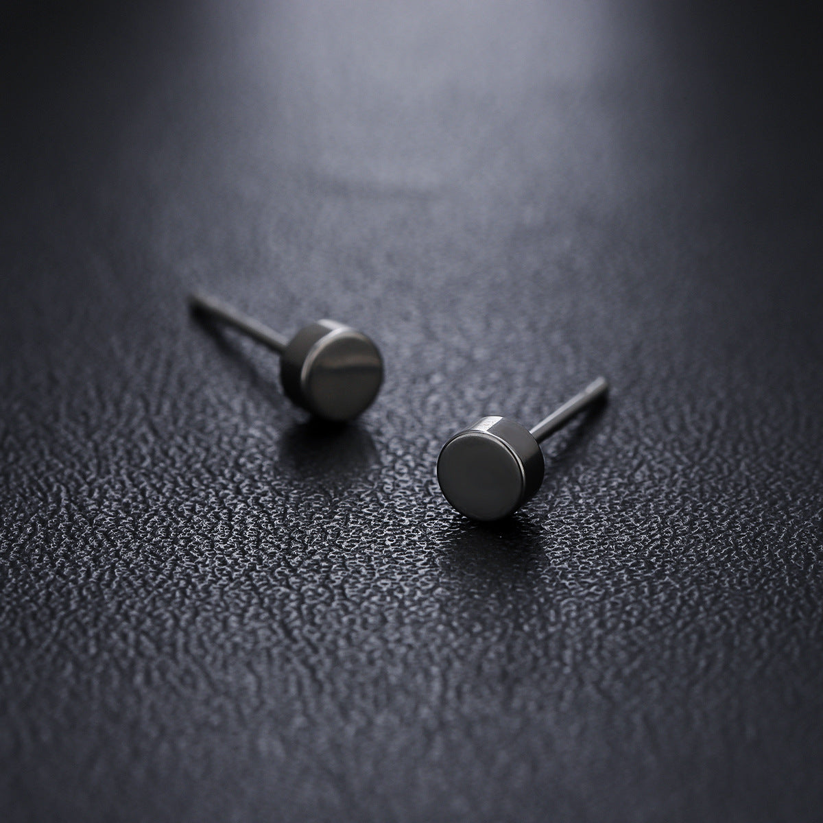 Origin Stud Earrings | Minimal Black & Silver Disc Earrings