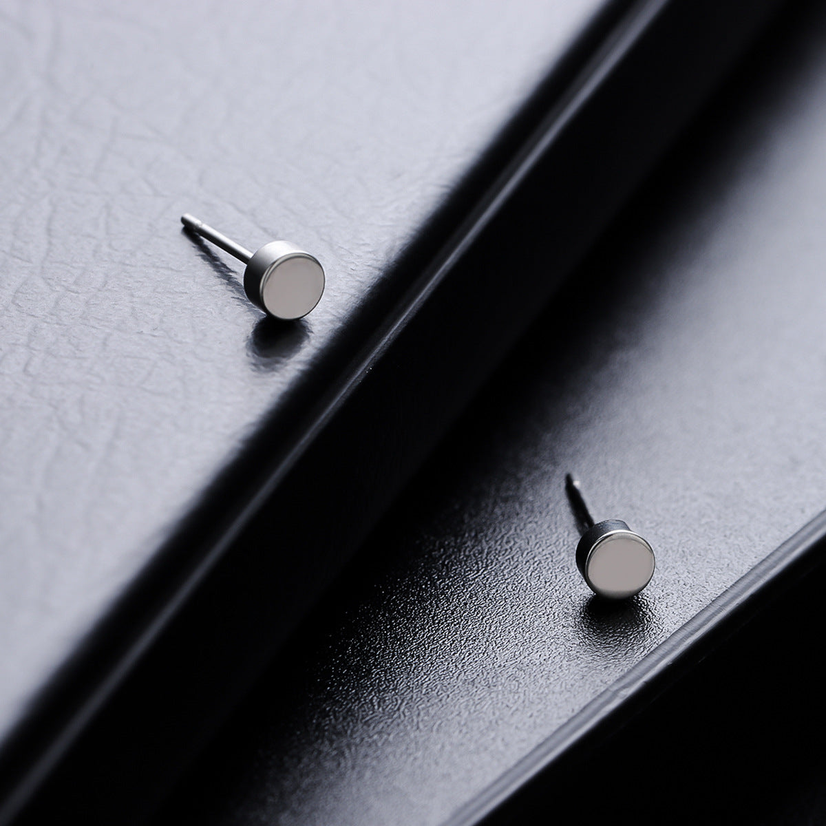 Origin Stud Earrings | Minimal Black & Silver Disc Earrings