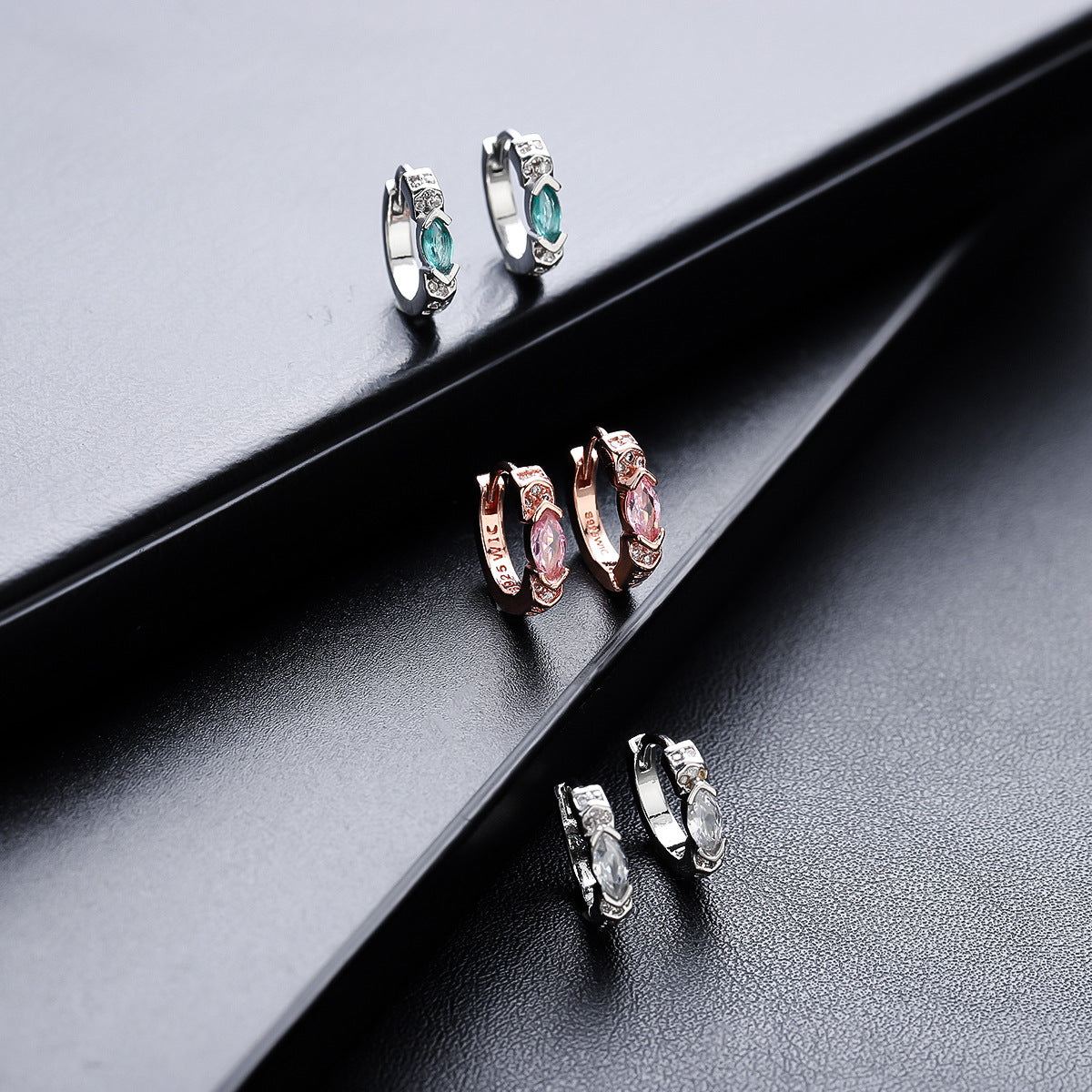 Marquise CZ Huggie Earrings