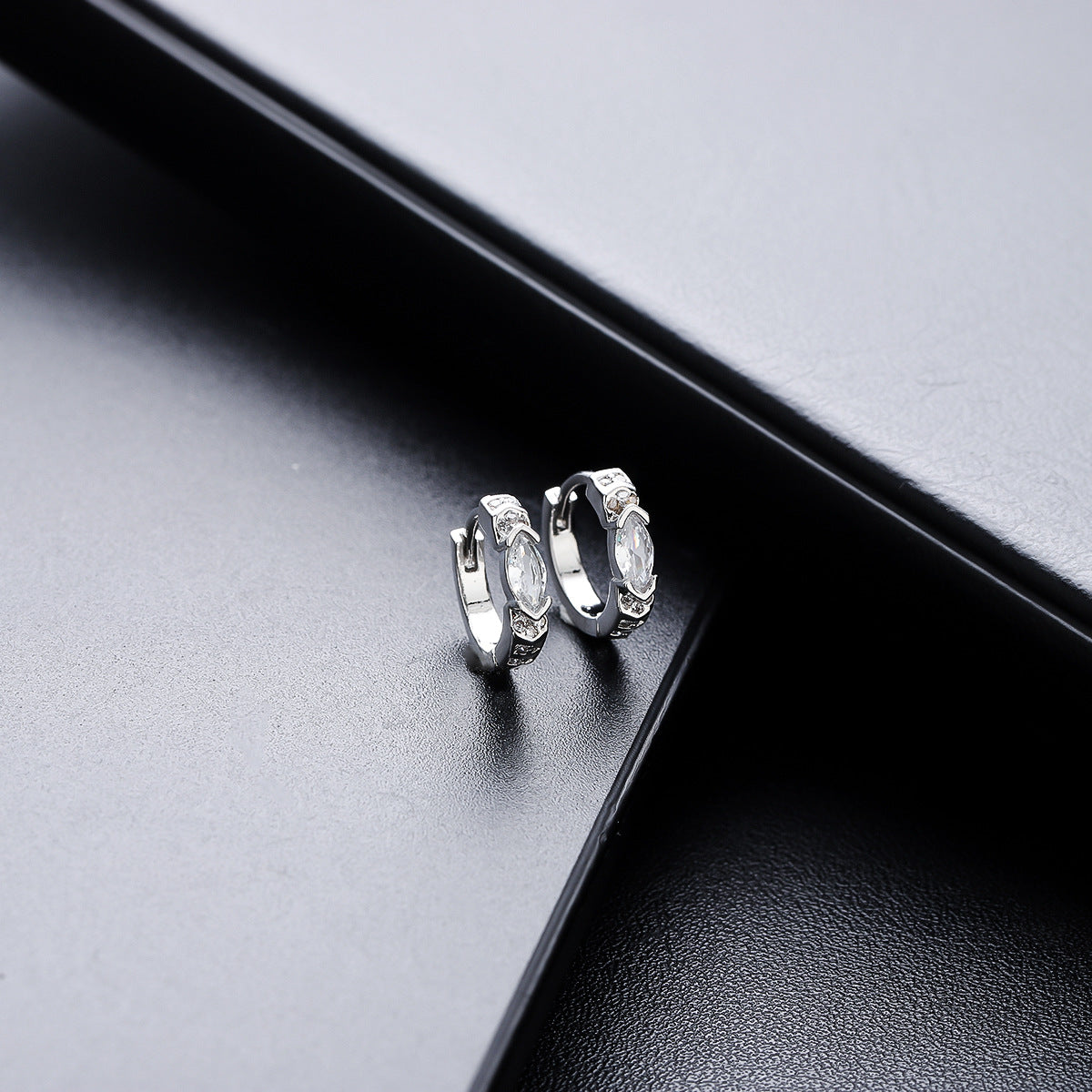 Marquise CZ Huggie Earrings
