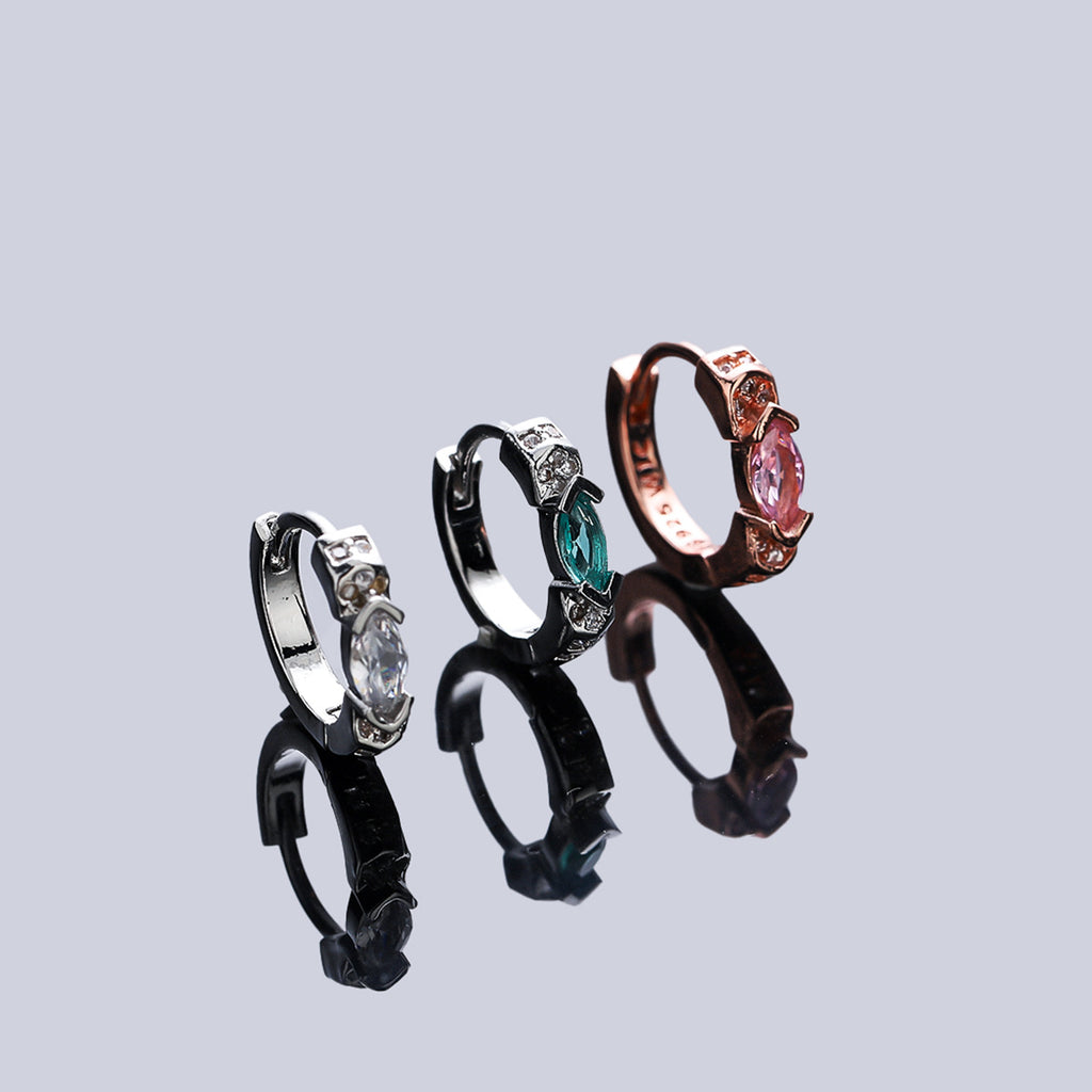 Marquise CZ Huggie Earrings