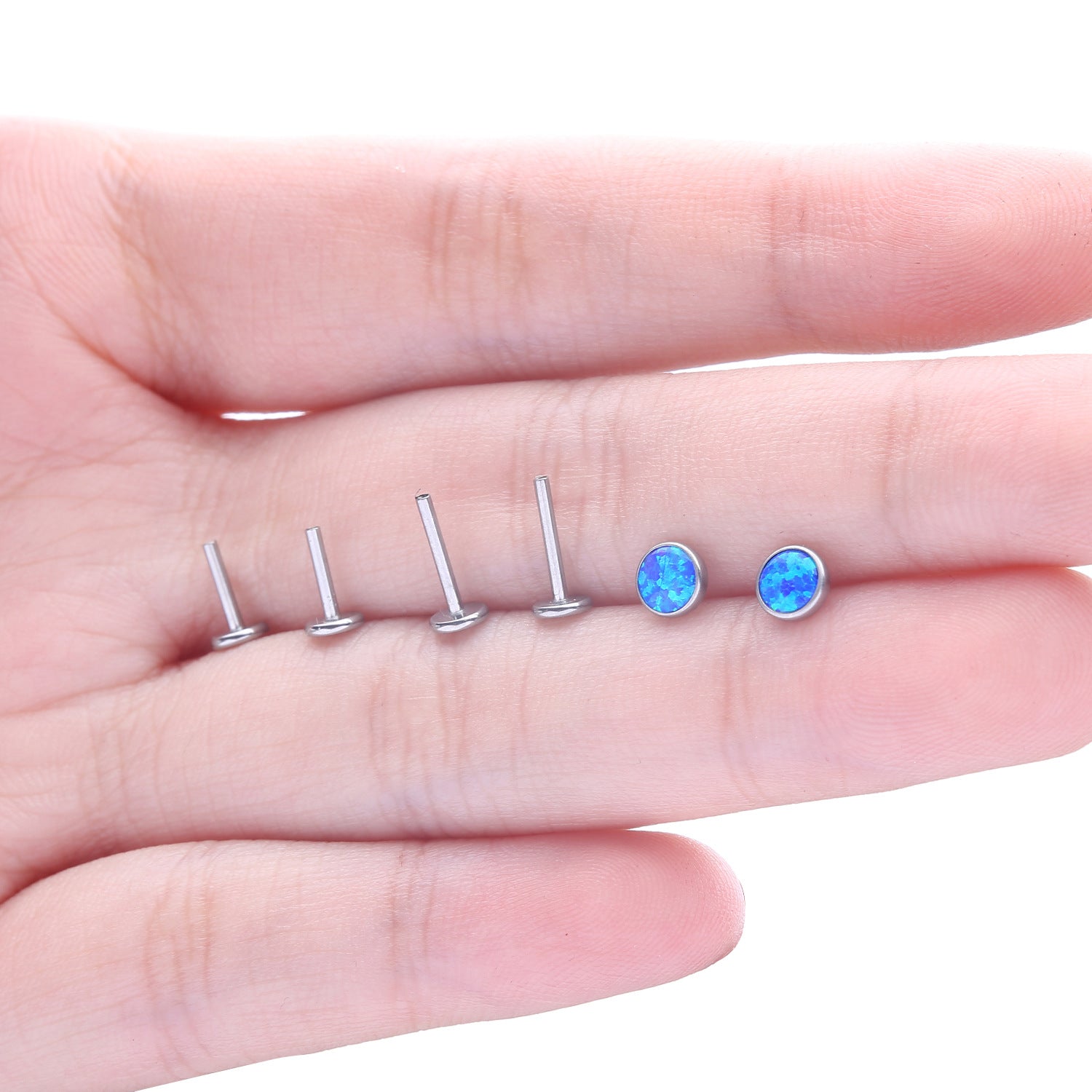 16G/18G Opal Titanium Internal Threaded Lip/Nostril Stud