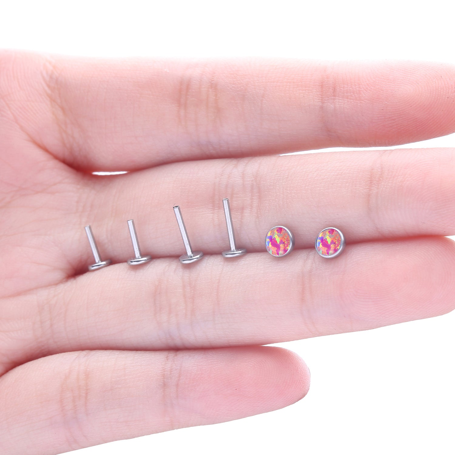 pink opal lip nos stud