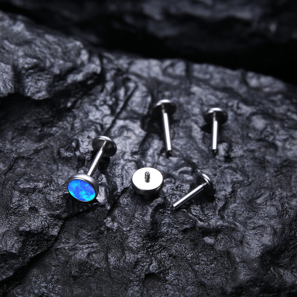 16G/18G Opal Titanium Internal Threaded Lip/Nostril Stud
