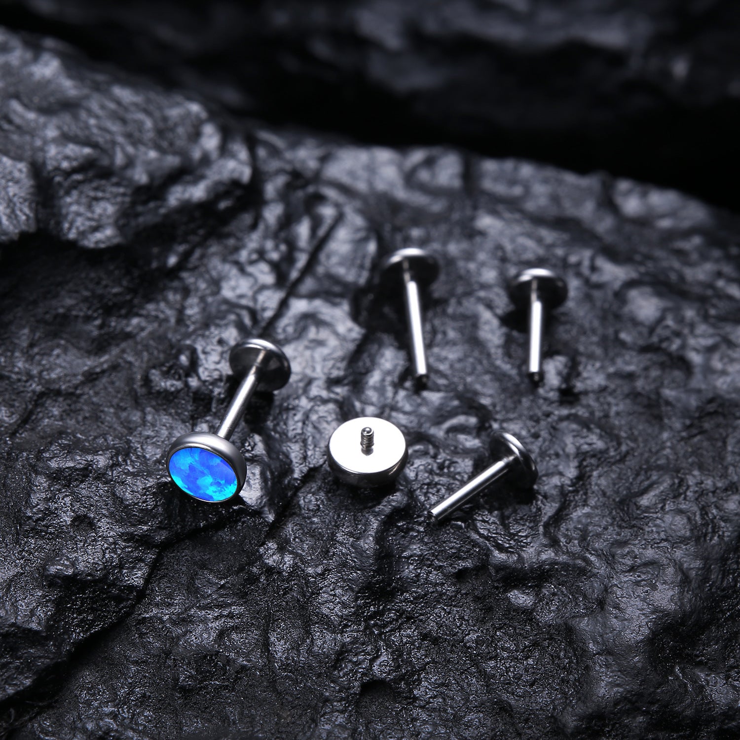 16G/18G Opal Titanium Internal Threaded Lip/Nostril Stud