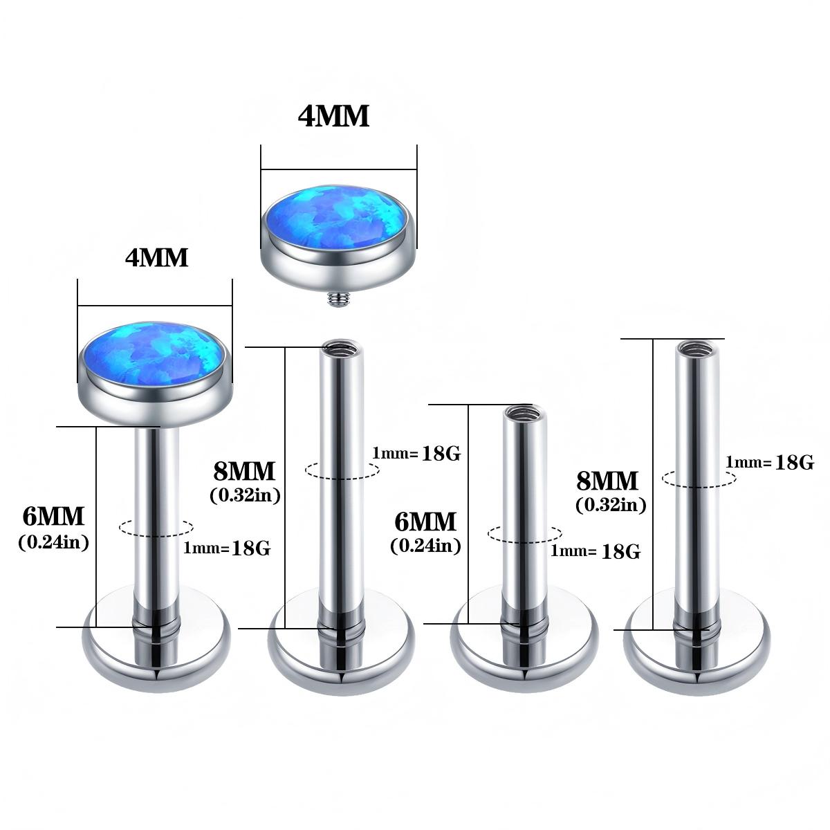 16G/18G Opal Titanium Internal Threaded Lip/Nostril Stud
