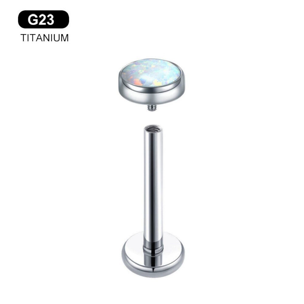 16G/18G Opal Titanium Internal Threaded Lip/Nostril Stud