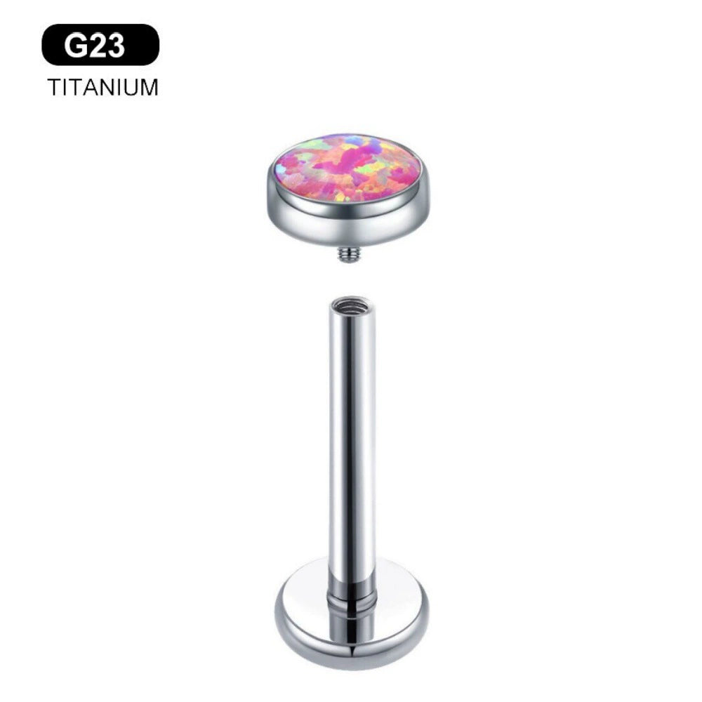 16G/18G Opal Titanium Internal Threaded Lip/Nostril Stud