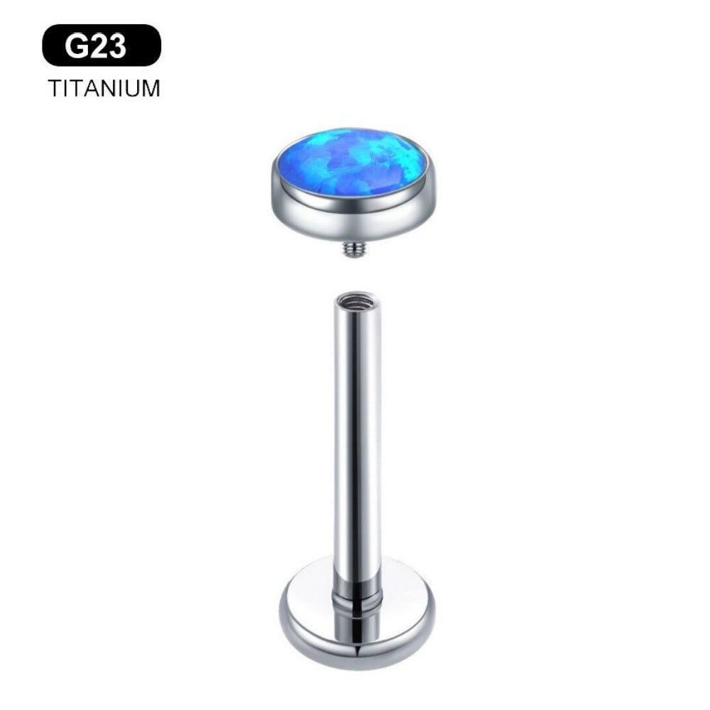 16G/18G Opal Titanium Internal Threaded Lip/Nostril Stud