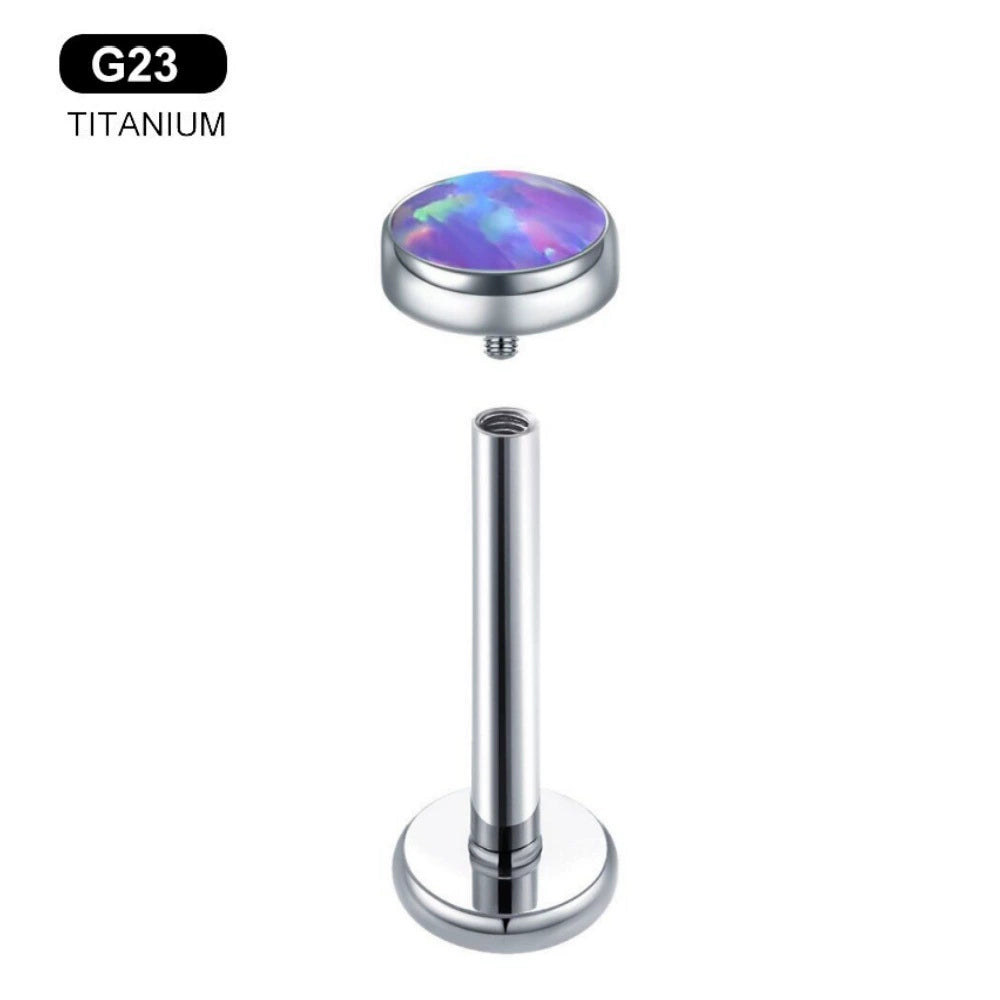16G/18G Opal Titanium Internal Threaded Lip/Nostril Stud