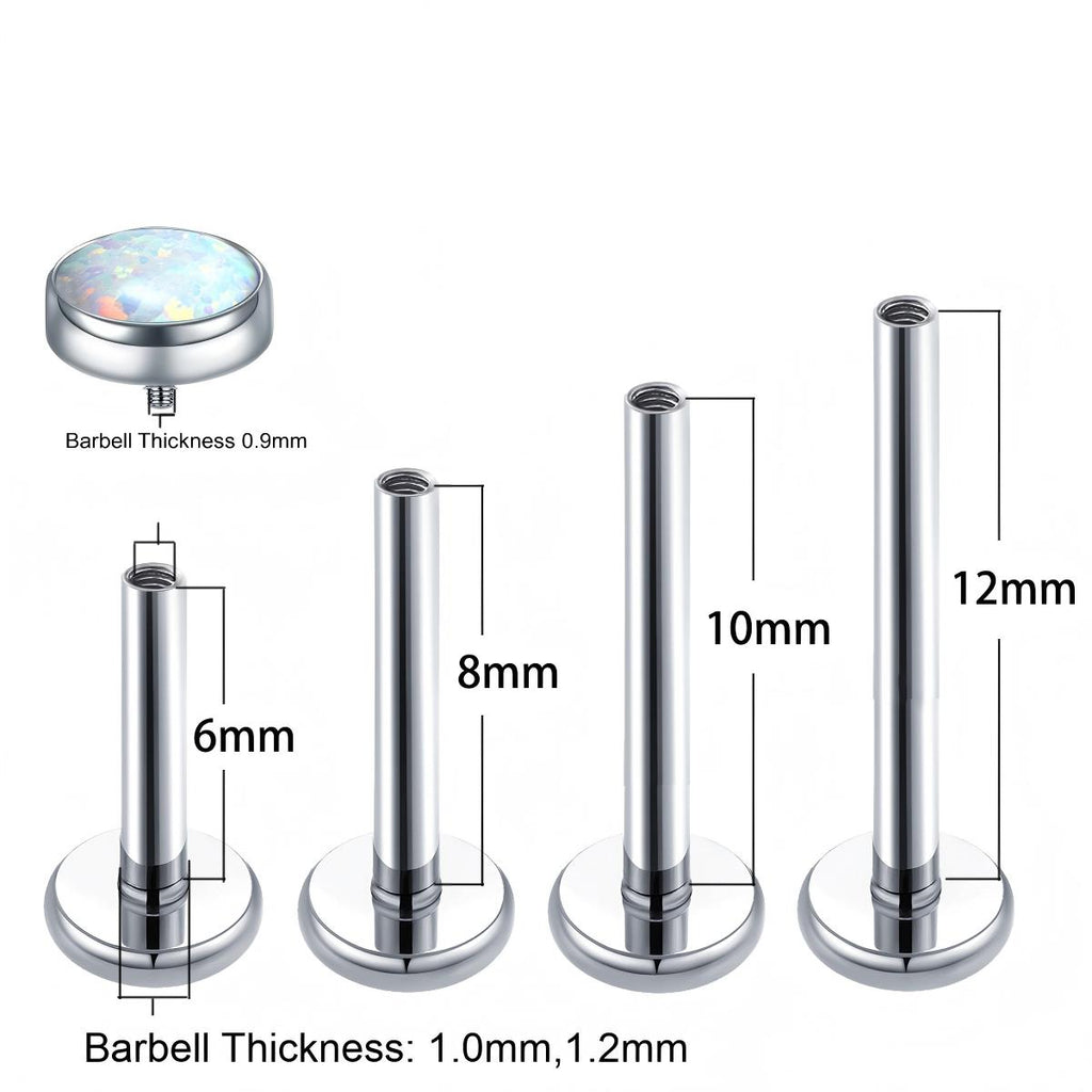 16G/18G Opal Titanium Internal Threaded Lip/Nostril Stud