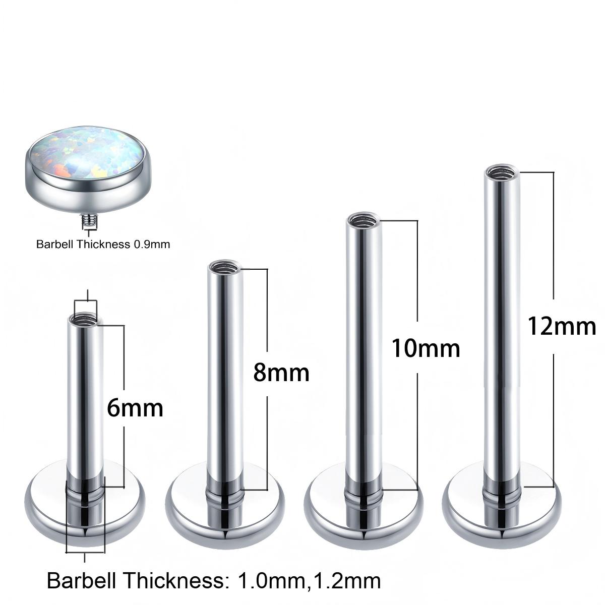 16G/18G Opal Titanium Internal Threaded Lip/Nostril Stud