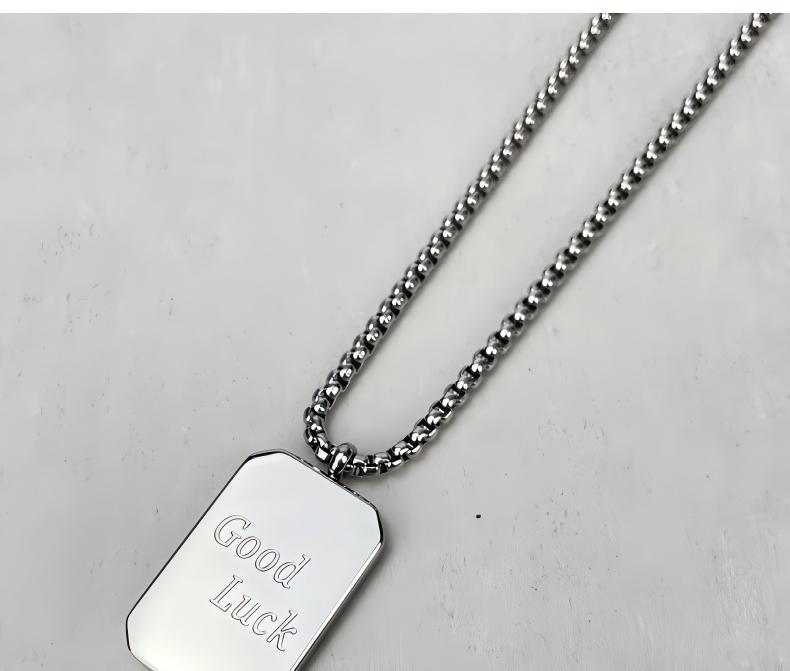 Men’s Recta Letter Tag Pendant Necklace