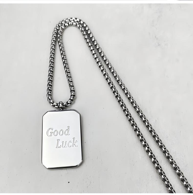 Men’s Recta Letter Tag Pendant Necklace