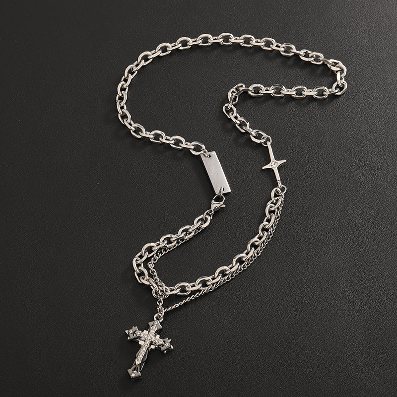 titanium steel mens coss necklace