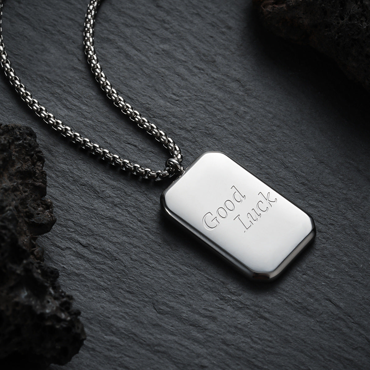 Men’s Recta Letter Tag Pendant Necklace