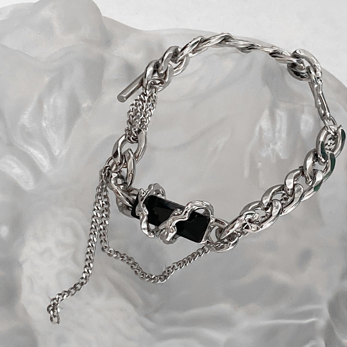 black gem titanium steel bracelet