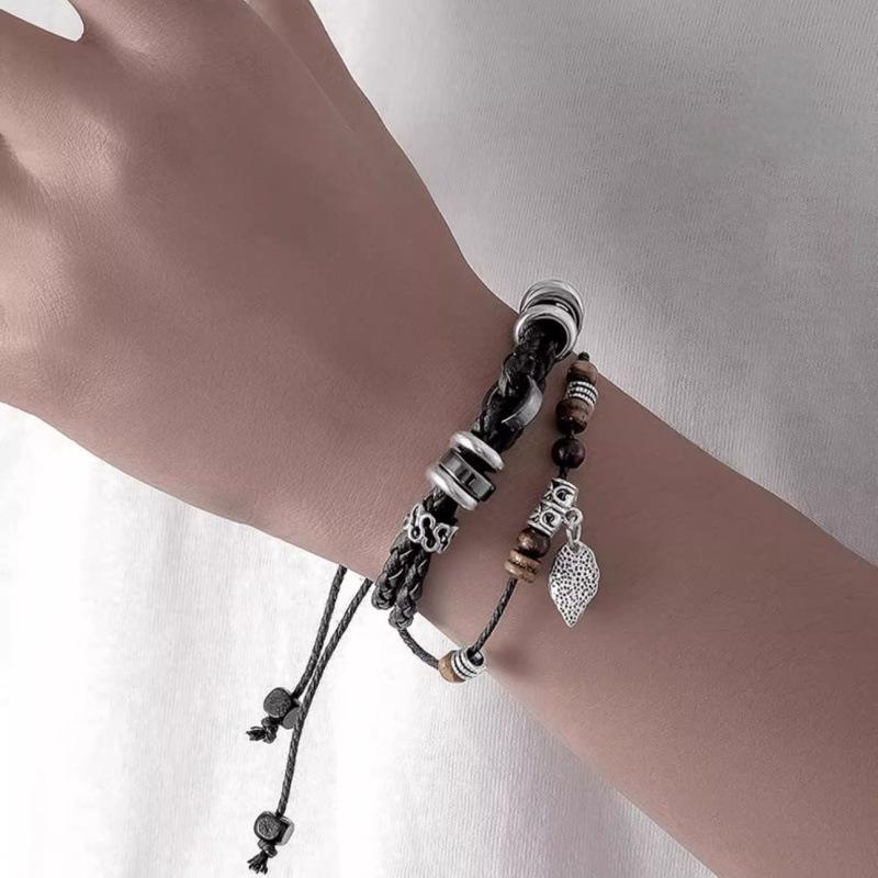 brown Leaf Leather Bracelet 