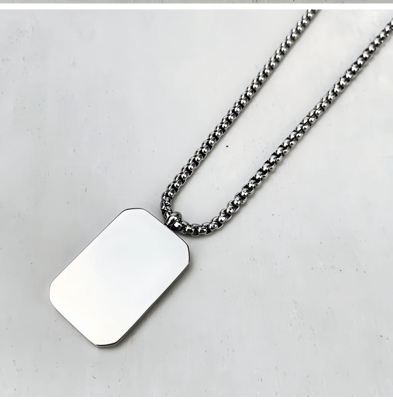 Men’s Recta Letter Tag Pendant Necklace