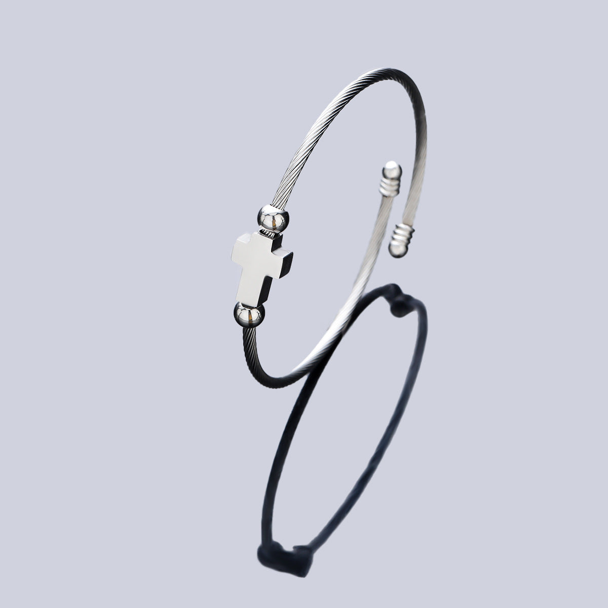 Men’s Cross Titanium Steel Cable Bracelet