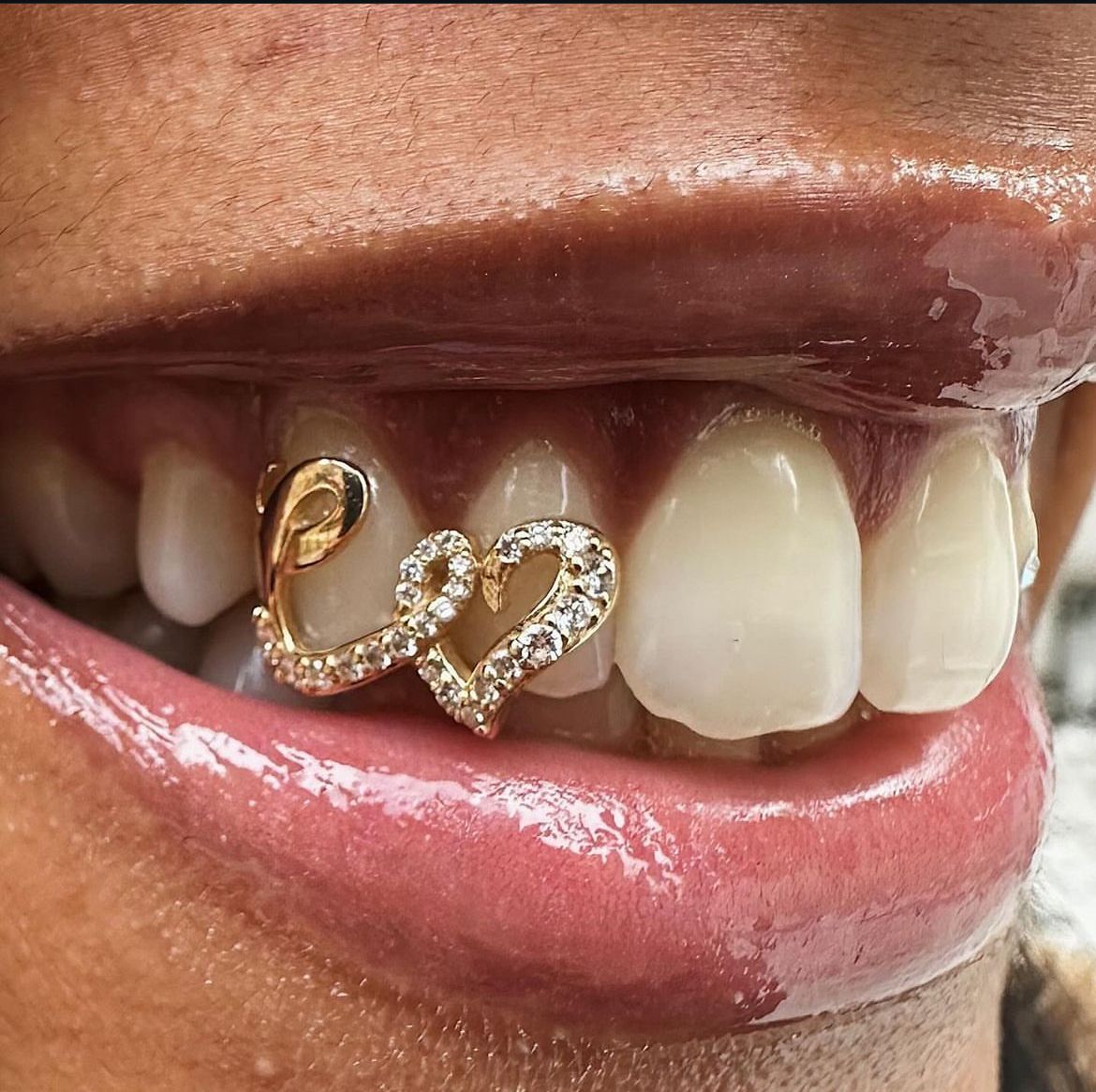 Double Heart Tooth Gem Jewelry