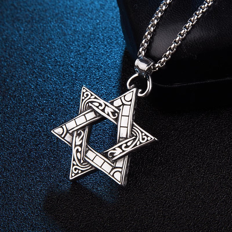 titanium steel hexagram necklace