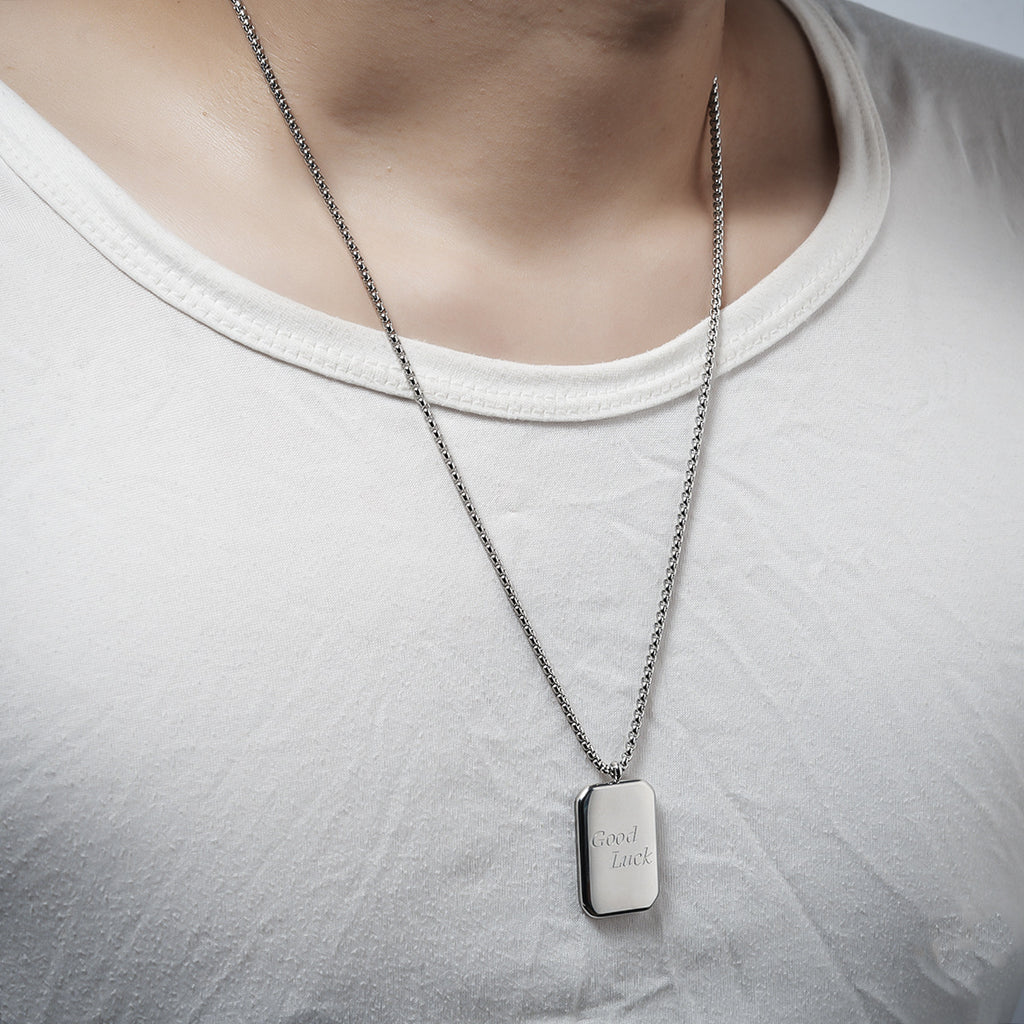 mens letter tag necklace