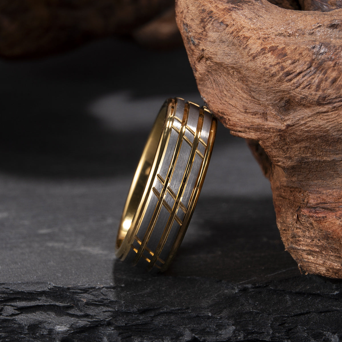 mens Gold Tungsten Carbide Band