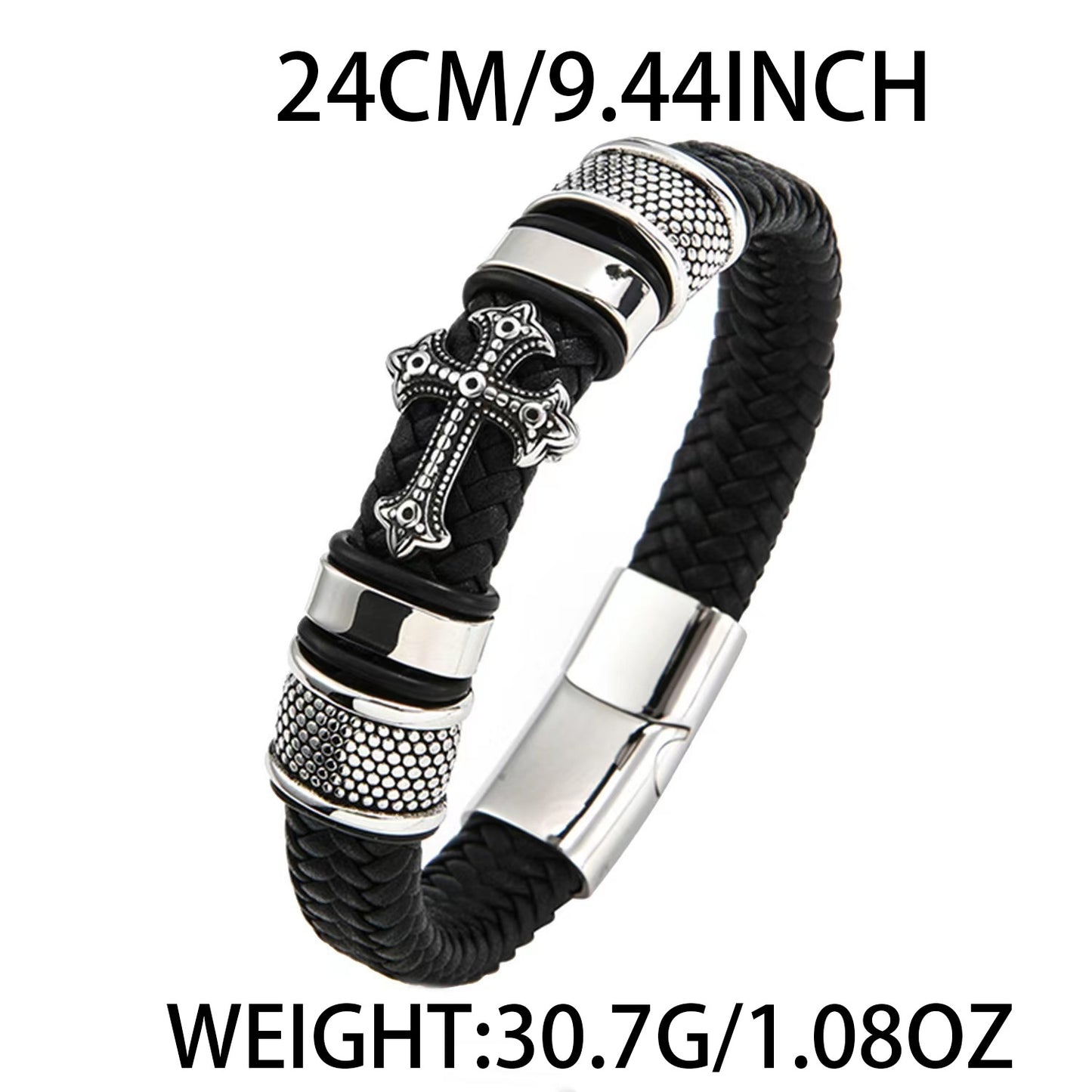 Men’s Cross Leather Bracelet