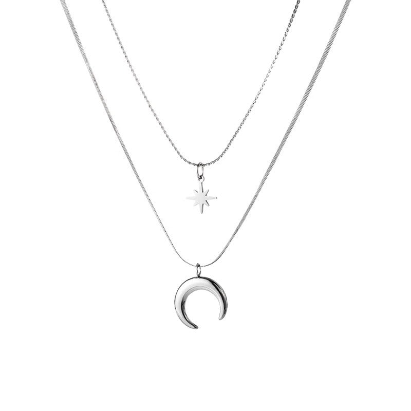 layered moon necklace for men 