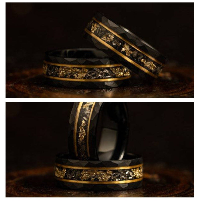 8mm Hammered Black Tungsten Ring