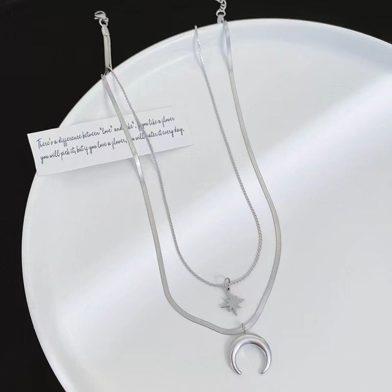 titanium steel moon necklace