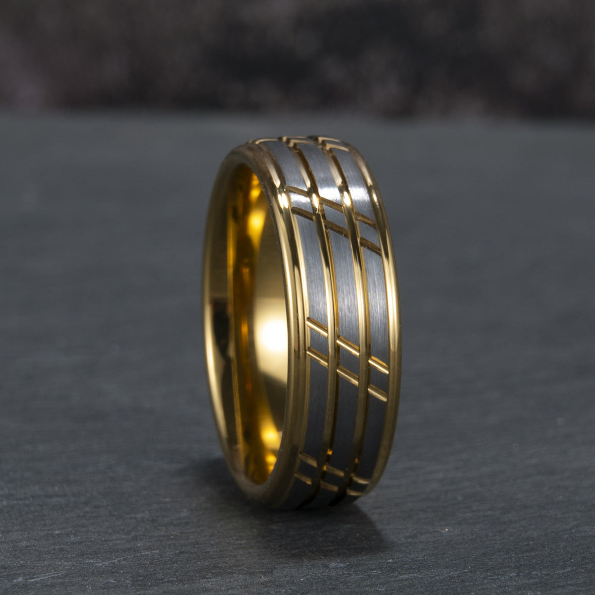 8mm Gold Tungsten Carbide Band