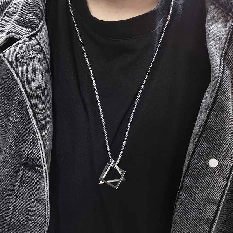 Geometric Pendant Necklace  titanium steel