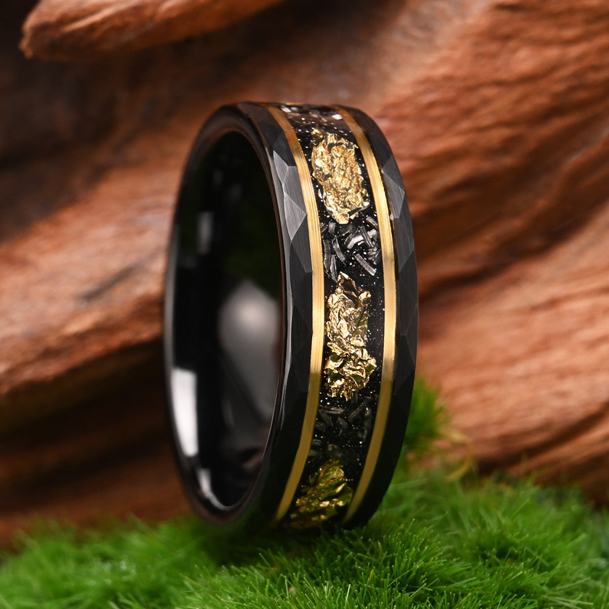 gold Black Tungsten wedding Ring
