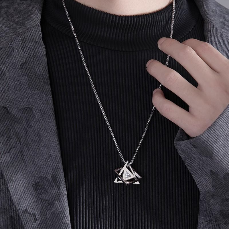 titanium steel Geometric Pendant Necklace 
