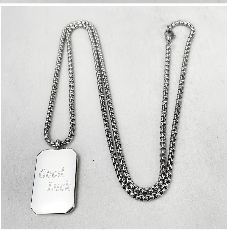 Men’s Recta Letter Tag Pendant Necklace