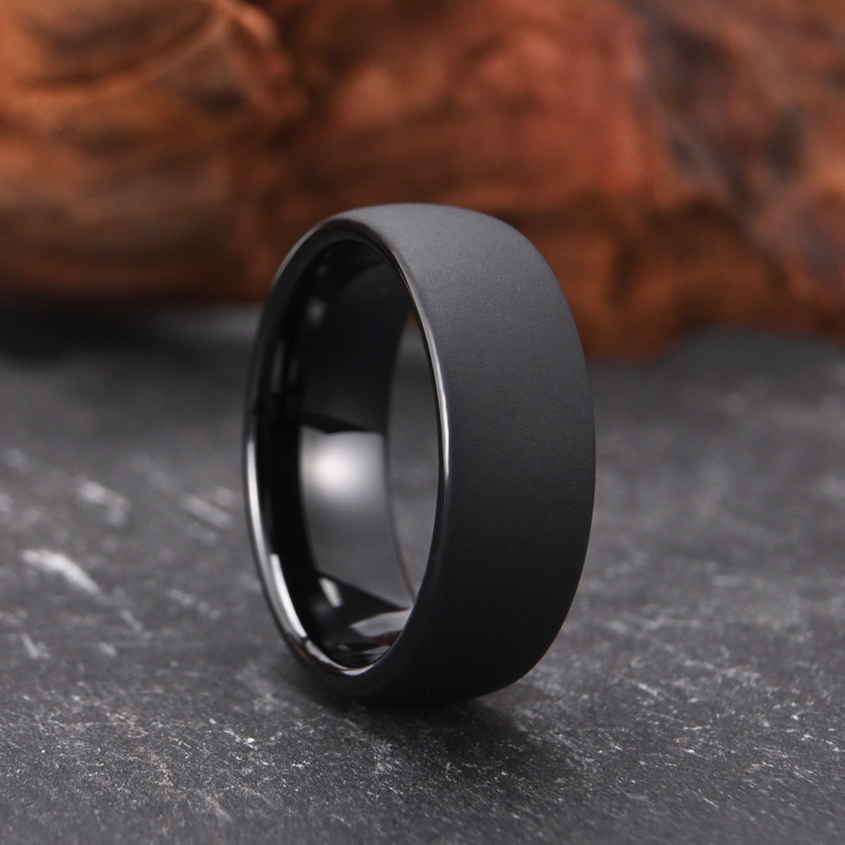 8mm Black Tungsten Ring Band
