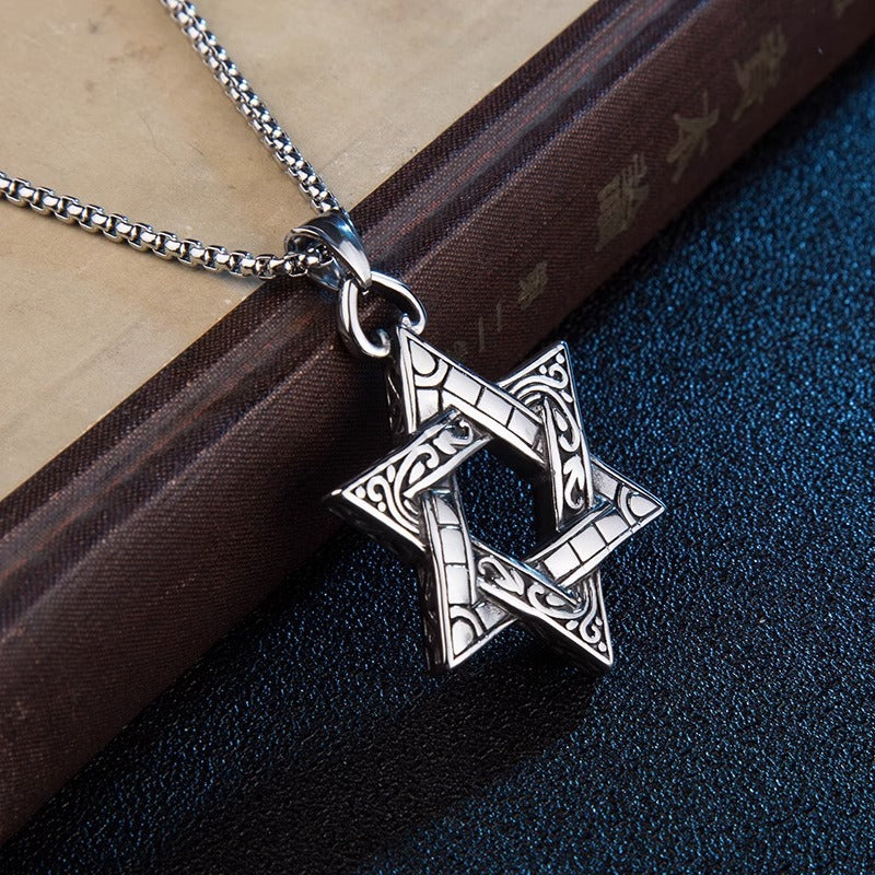 Hexagram Pendant Titanium Steel Necklace