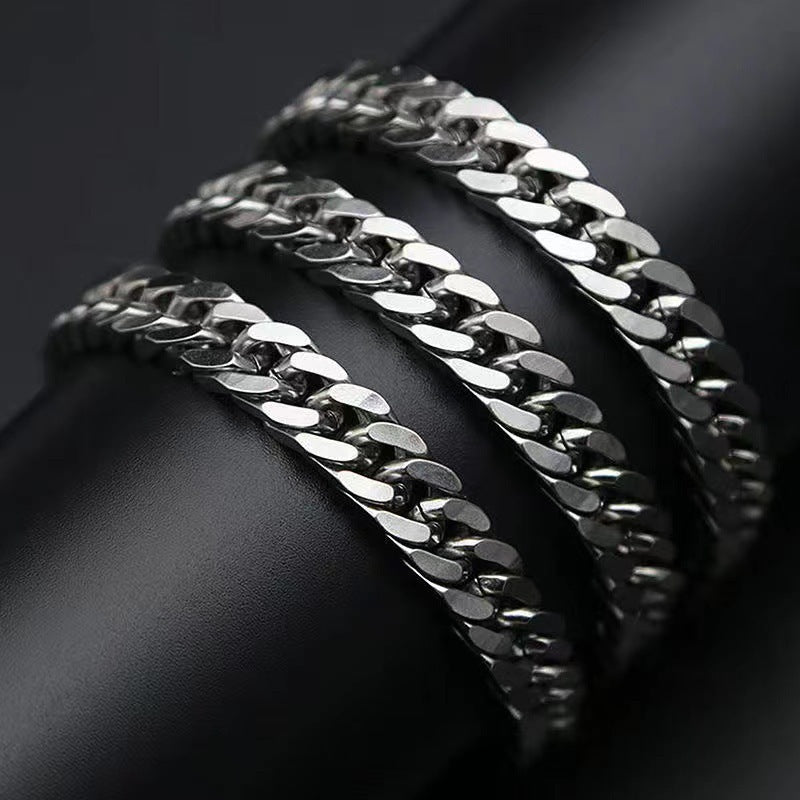 Dense Titanium Steel Cuban Chain Necklace