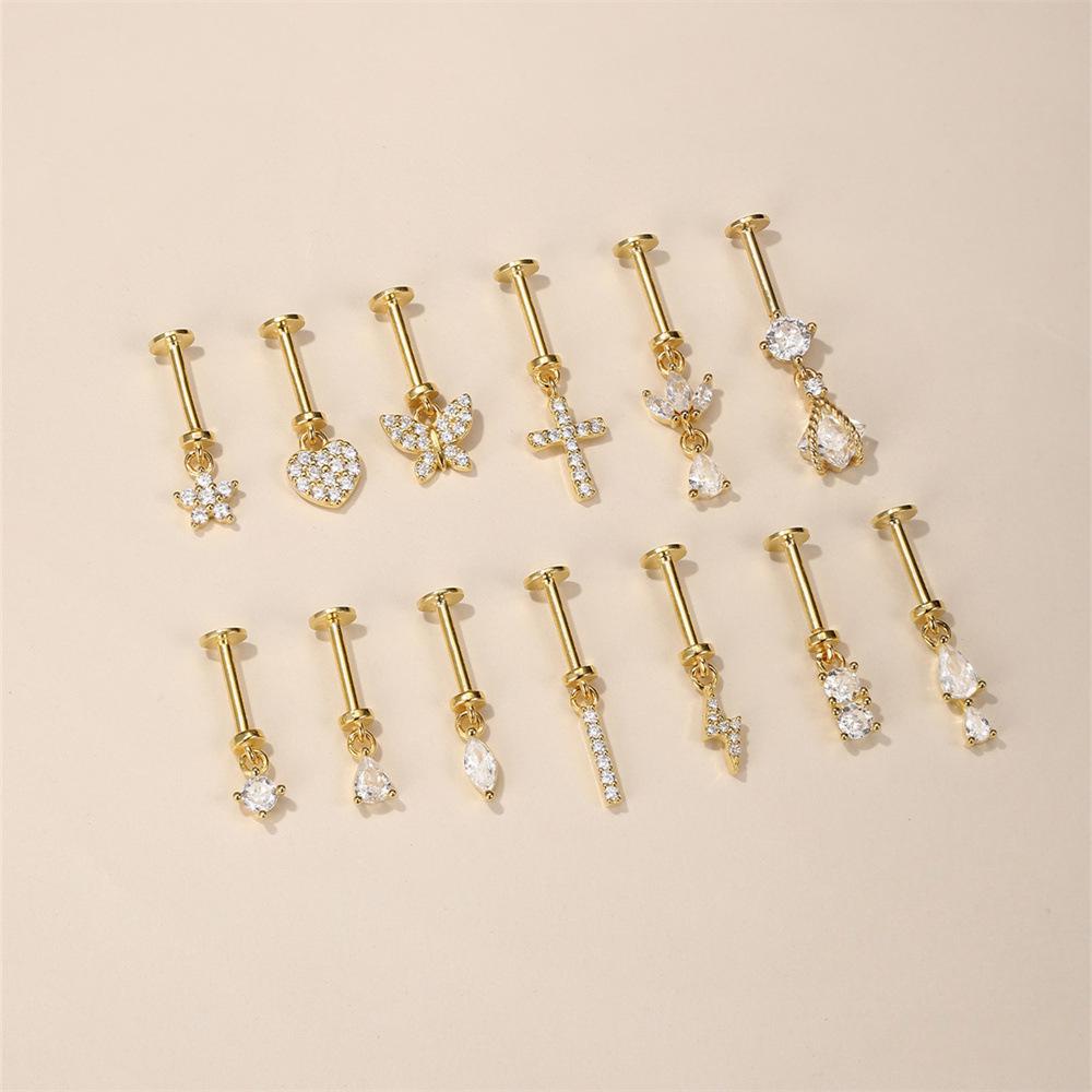S925 Lightning CZ Vertical Helix Stud