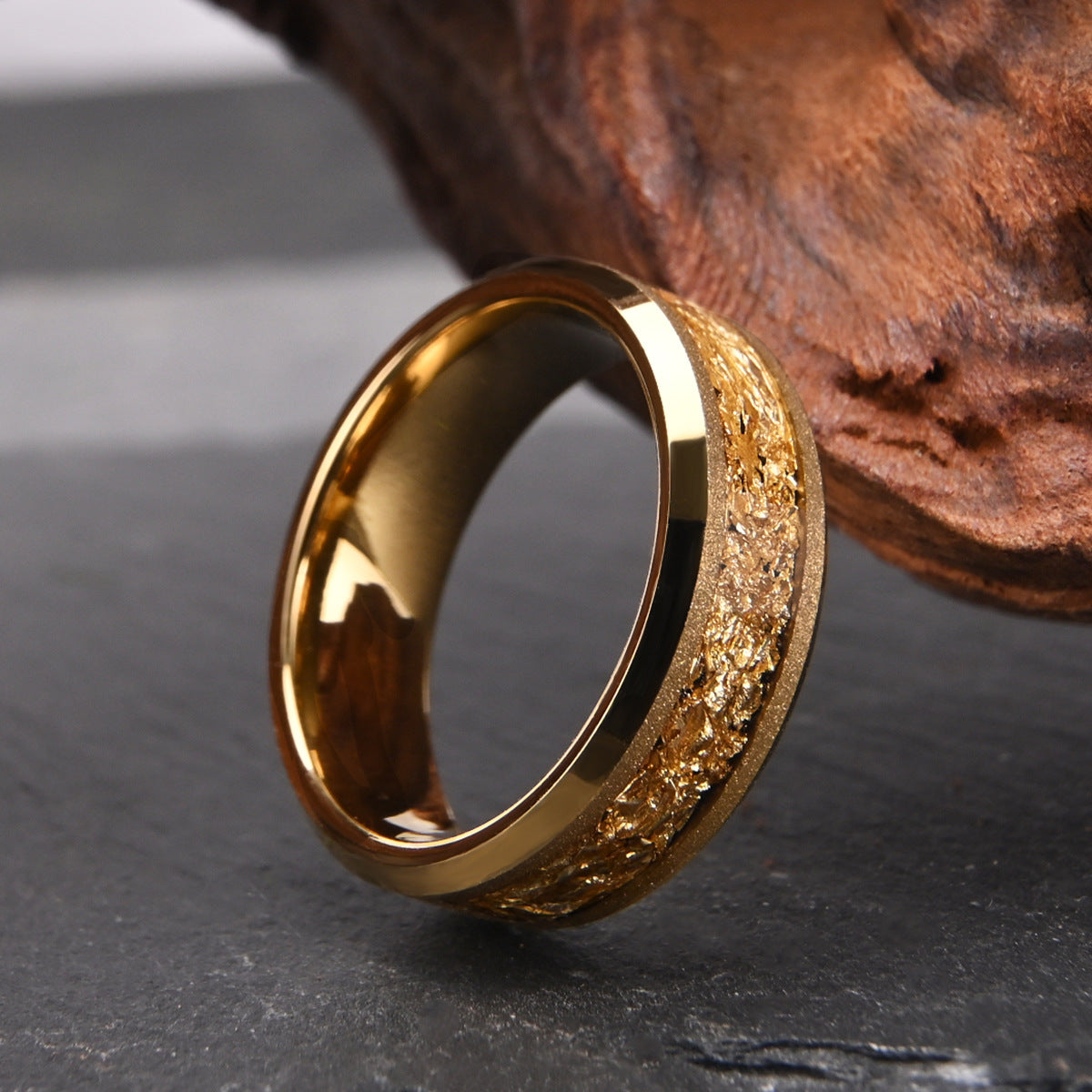 Gold Sandblasted Tungsten promise Ring