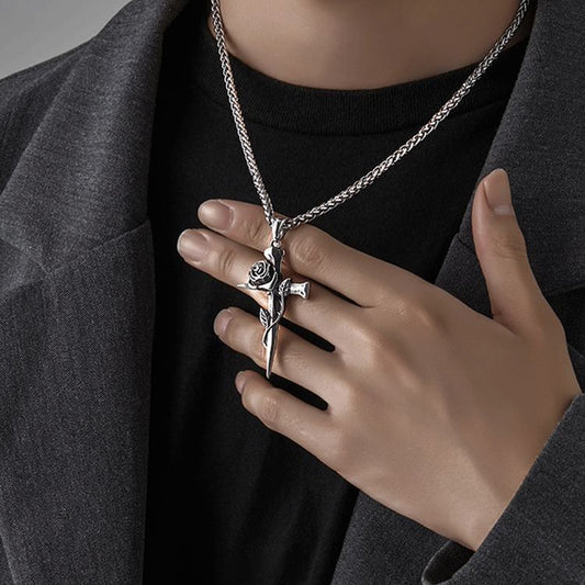 mens rose necklace