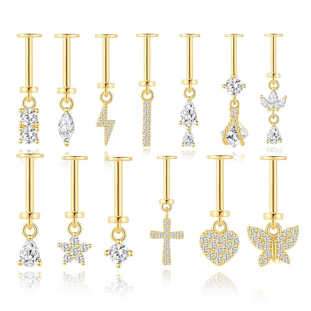 S925 Oval CZ Vertical  Helix Stud