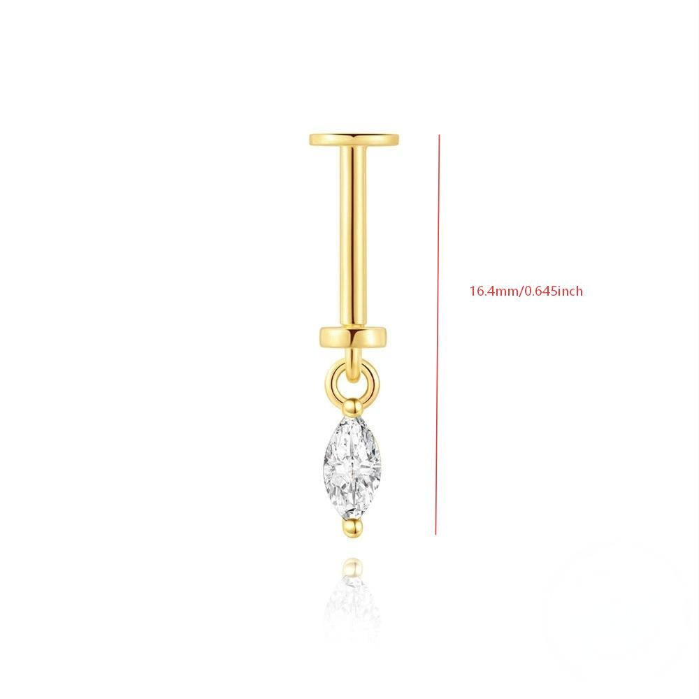 S925 Oval CZ Vertical  Helix Stud